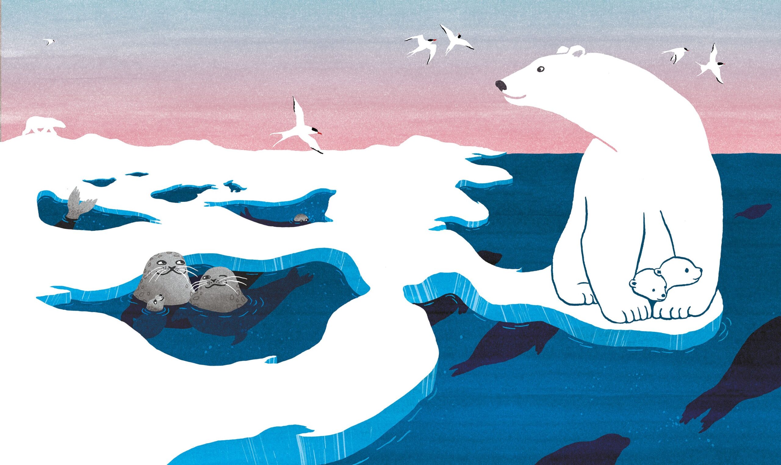 Illustratie ijsbeer prentenboek Scheten uit de schoorsteen